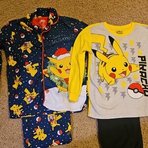 Pokemon Pikachu Holiday Pajama Set - Navy and Yellow